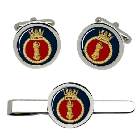 HMS Champion, Royal Navy Cufflink and Tie Clip Set