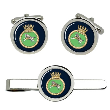 HMS Charger, Royal Navy Cufflink and Tie Clip Set