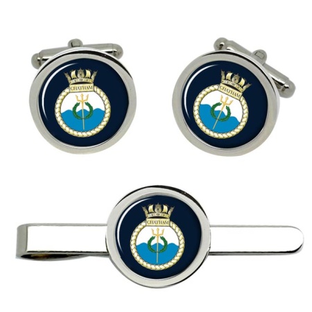 HMS Chatham, Royal Navy Cufflink and Tie Clip Set