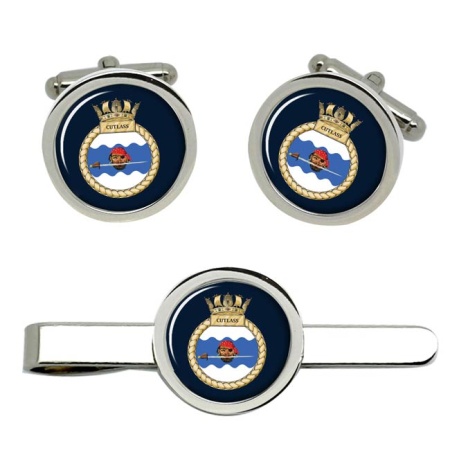 HMS Cutlass, Royal Navy Cufflink and Tie Clip Set
