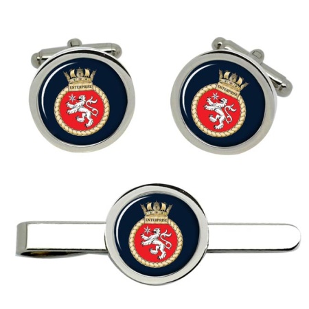 HMS Enterprise, Royal Navy Cufflink and Tie Clip Set