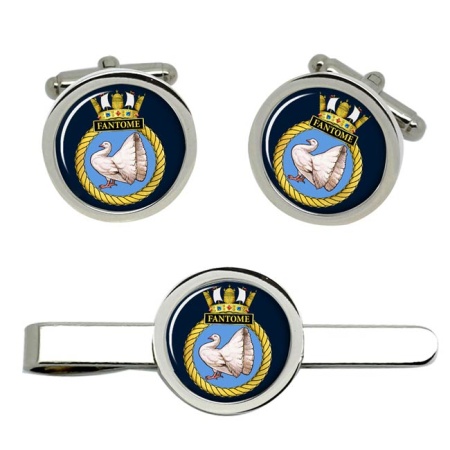 HMS Fantome, Royal Navy Cufflink and Tie Clip Set