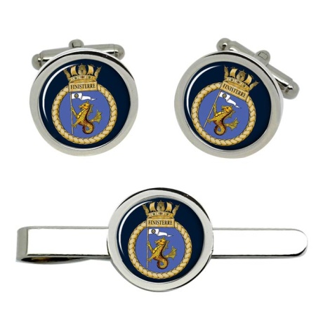 HMS Finisterre, Royal Navy Cufflink and Tie Clip Set