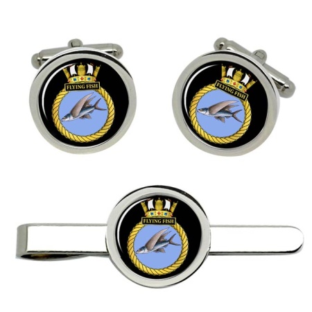 HMS Flying Fish, Royal Navy Cufflink and Tie Clip Set