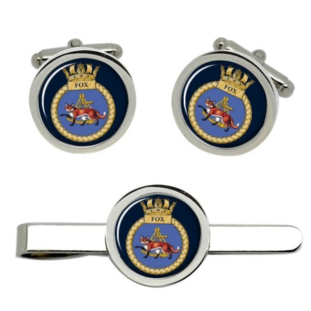 HMS Fox, Royal Navy Cufflink and Tie Clip Set