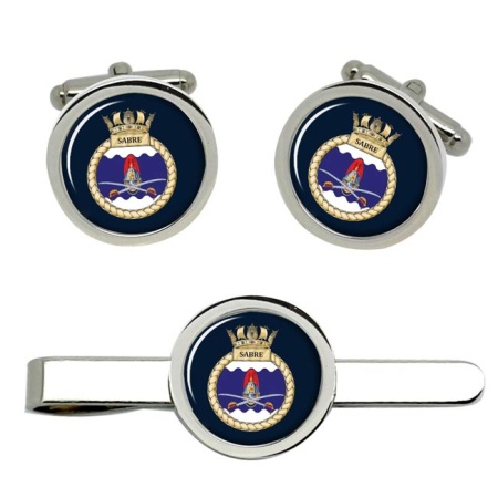 HMS Sabre, Royal Navy Cufflink and Tie Clip Set