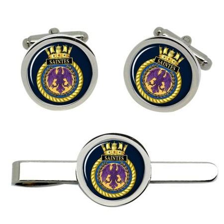 HMS Saintes, Royal Navy Cufflink and Tie Clip Set