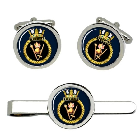 HMS Terrible, Royal Navy Cufflink and Tie Clip Set