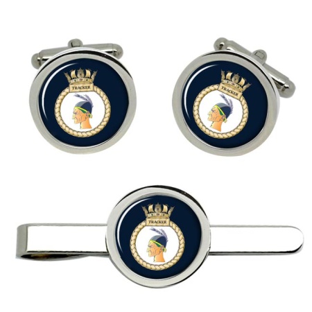 HMS Tracker, Royal Navy Cufflink and Tie Clip Set