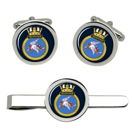 HMS Trespasser, Royal Navy Cufflink and Tie Clip Set
