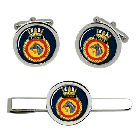 HMS Turpin, Royal Navy Cufflink and Tie Clip Set