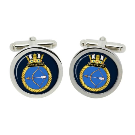 HMS Unswerving, Royal Navy Cufflinks in Box