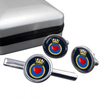 HMS Charity (Royal Navy) Round Cufflink and Tie Clip Set