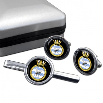 HMS Fly (Royal Navy) Round Cufflink and Tie Clip Set