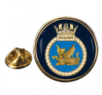 HMS Vigilant (Royal Navy) Round Pin Badge