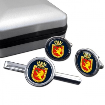 HMS Whitshed (Royal Navy) Round Cufflink and Tie Clip Set