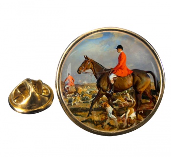 Horse and Hounds Round Pin Badge