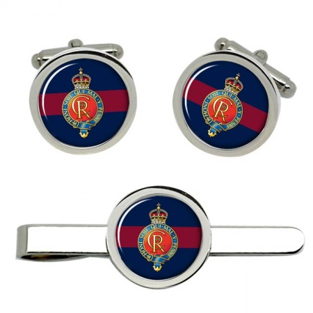 Household Cavalry, British Army CR Cufflinks and Tie Clip Set