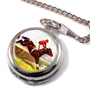 Horse Racing over Hurdles Pocket Watch