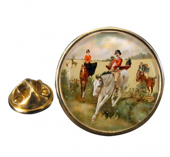 Hunting over the Ditch Round Pin Badge
