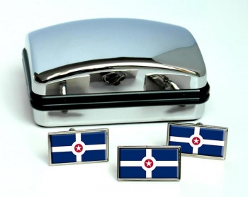 Indianapolis IN Flag Cufflink and Tie Pin Set