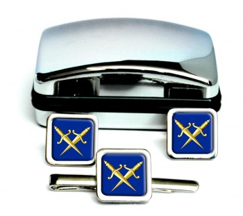 Masonic Lodge Inner Guard Square Cufflink and Tie Clip Set