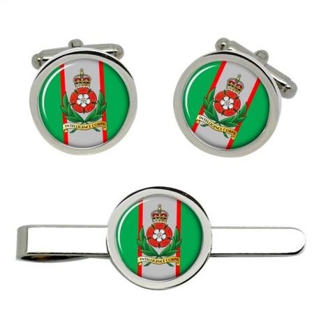 Intelligence Corps, British Army CR Cufflinks and Tie Clip Set