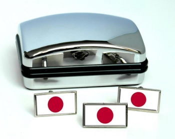 Japan Flag Cufflink and Tie Pin Set