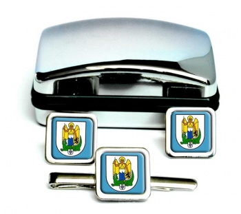 Jena (Germany) Square Cufflink and Tie Clip Set