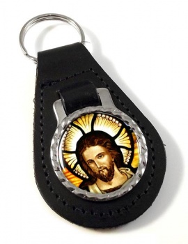 Icon of Christ Leather Key Fob