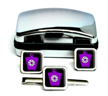 Order of Mark Master Masons Square Cufflink and Tie Clip Set