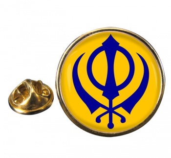 Khanda Round Pin Badge