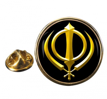 Khanda relief Round Pin Badge