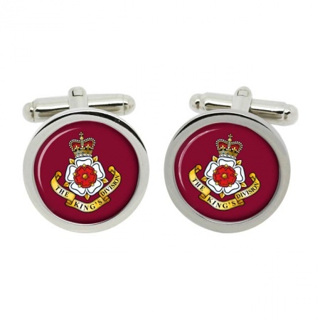 King's Division, British Army, ER Cufflinks in Chrome Box