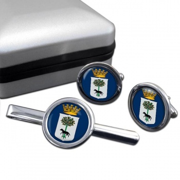Lecce (Italy) Round Cufflink and Tie Clip Set