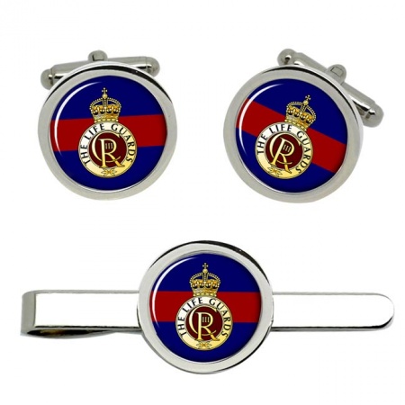 Life Guards, British Army CR Cufflinks and Tie Clip Set