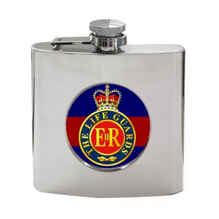 Life Guards (LG) Badge, British Army ER Hip Flask