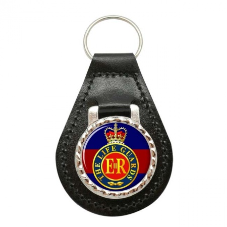 Life Guards (LG) Badge, British Army ER Leather Key Fob
