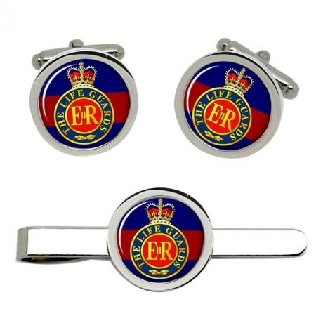 Life Guards (LG) Badge, British Army ER Cufflinks and Tie Clip Set