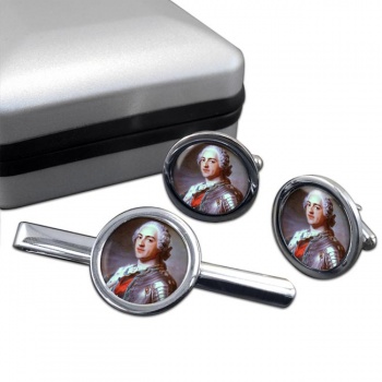 King Louis XV of France Round Cufflink and Tie Clip Set