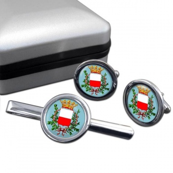 Lucca (Italy) Round Cufflink and Tie Clip Set