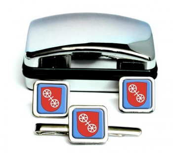 Mainz (Germany) Square Cufflink and Tie Clip Set
