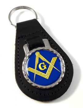 Masonic Square and Compasses Leather Key Fob