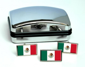 Mexico Flag Cufflink and Tie Pin Set