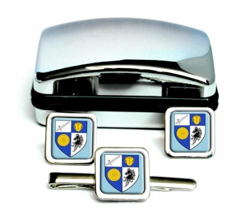 County Monaghan (Ireland) Square Cufflink and Tie Clip Set
