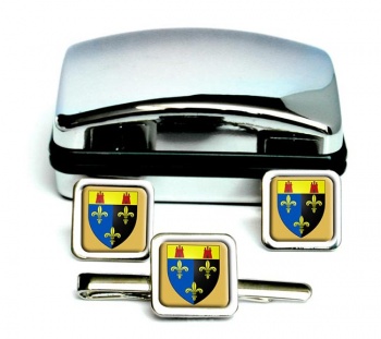 Monmouthshire-Square Cufflink and Tie Clip Set