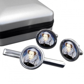 Mary Queen of Scots Round Cufflink and Tie Clip Set