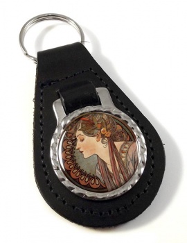 Vitrail a l'email by Mucha Leather Key Fob