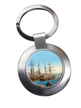 Naples Harbour Italy Chrome Key Ring