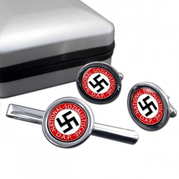 NSDAP Round Cufflink and Tie Clip Set